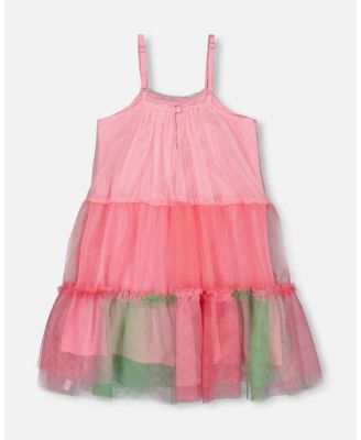  Girls' Sleeveless Color Block Tulle Dress - Little Kid