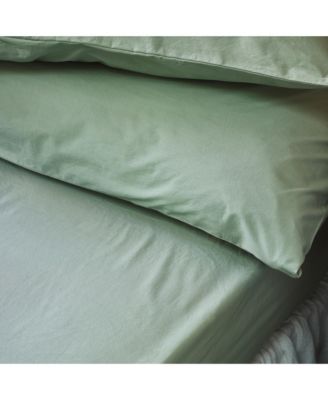 Washed Cotton Percale Fitted Sheet, Twin