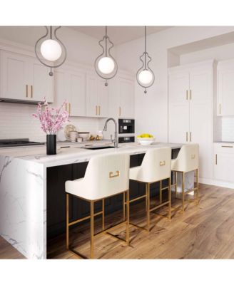 Lisa Pleated Velvet Counter Stool