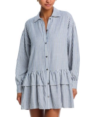 Stripe Long Sleeve Tiered Mini Dress - Exclusive