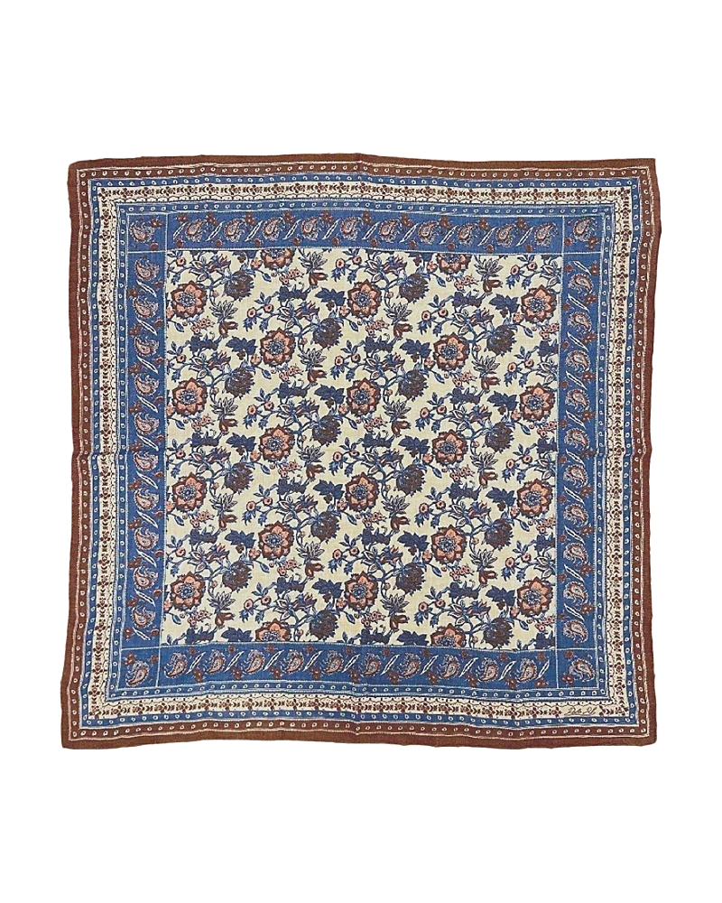 Polo Ralph Lauren Antique Block Print Linen & Wool Square Scarf In Multi