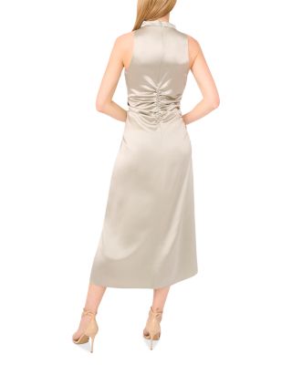 High Cowl Neck Ruched Side Dress