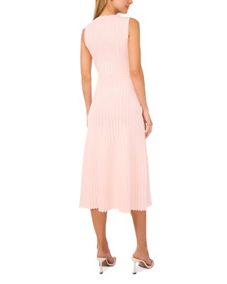 Sleeveless Round Neck Midi Dress with Pointelle and Rib