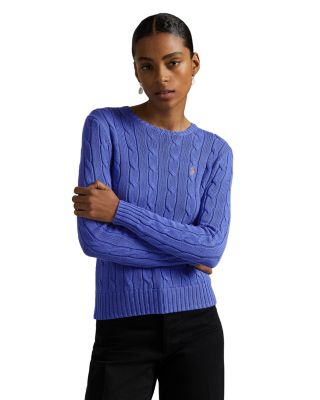 Cable Knit Cotton Crewneck Sweater