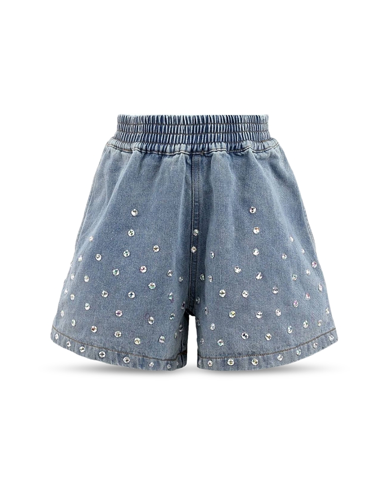 Lola + The Boys Girls' Rocker Studded Denim Shorts - Little Kid, Big Kid In Blue