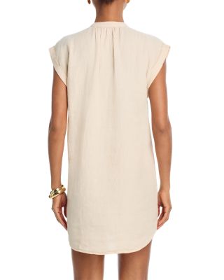 Linen Cap Sleeve Henley Mini Dress