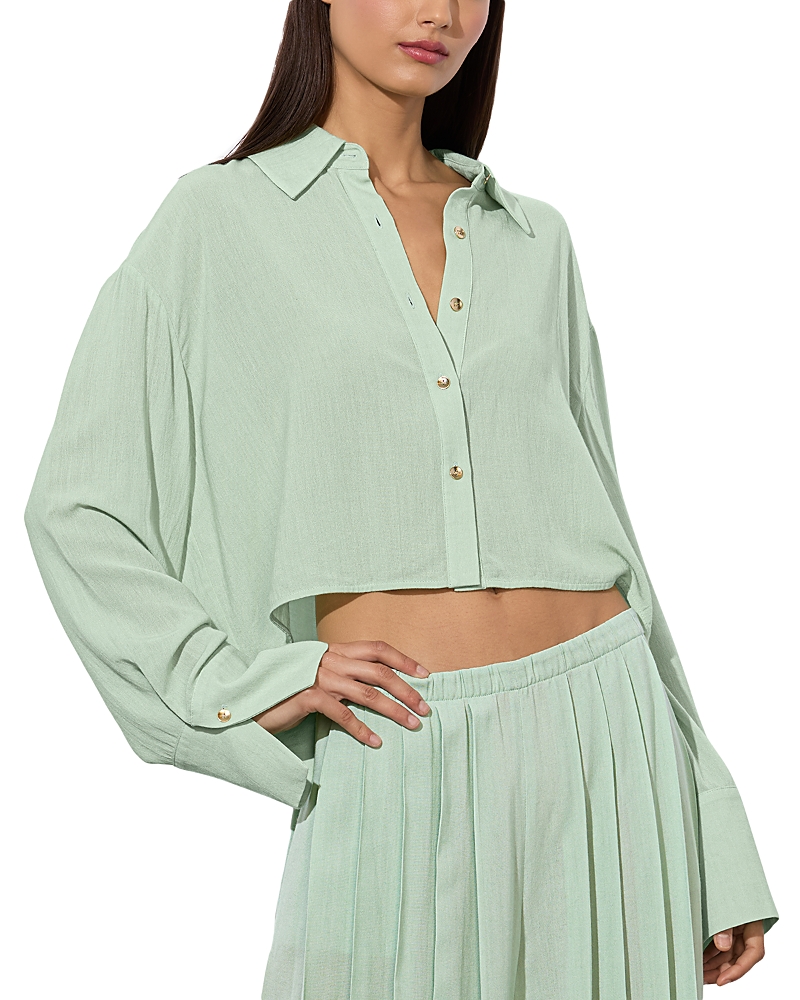 Alice And Olivia Finely Crop Oversized Blouse In Gray