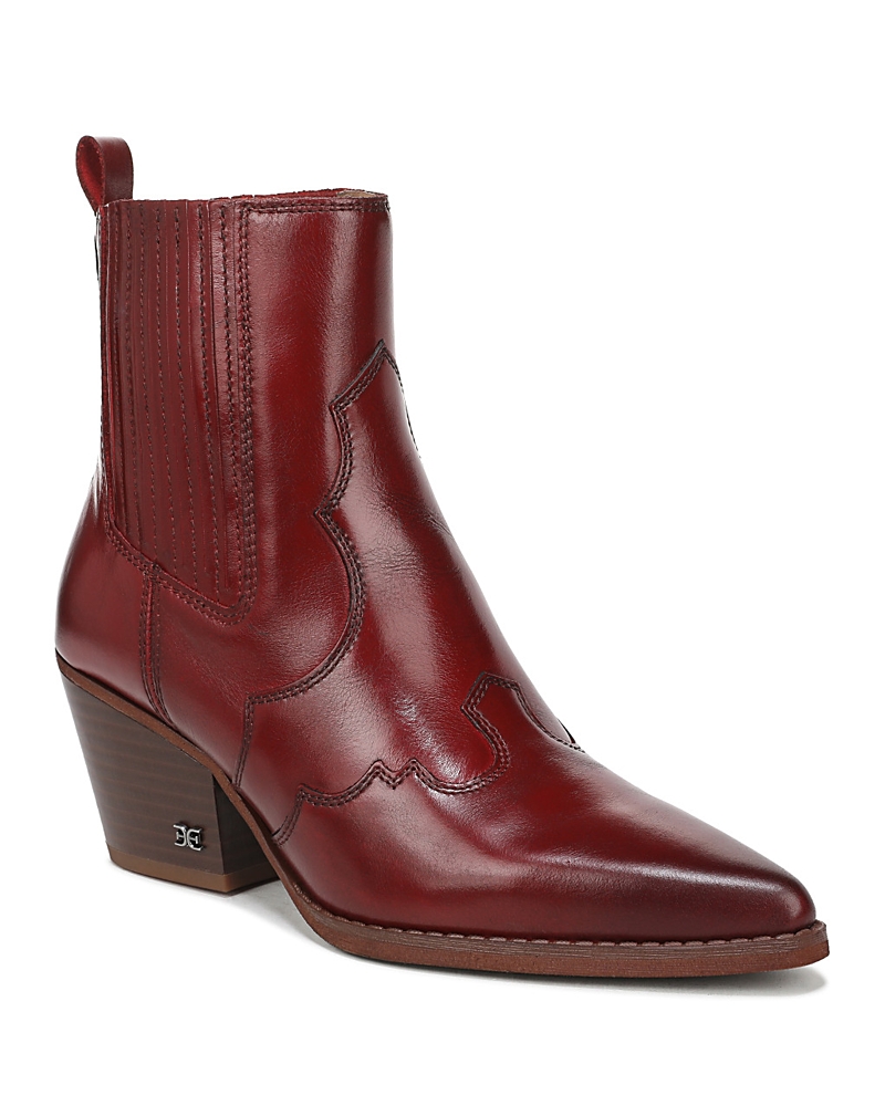 Sam Edelman West Ankle Boot Deep Scarlet Leather In Burgundy