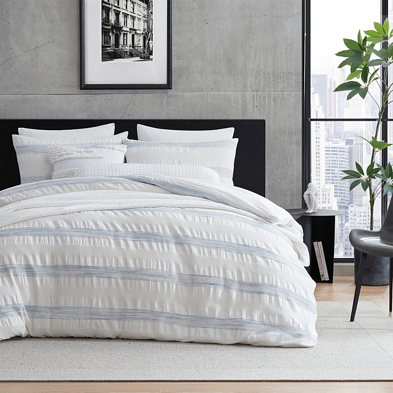 Dkny Waffle Stripe Comforter Set, King In White
