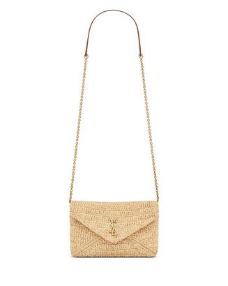 SAINT LAURENT Cassandre Chain Pouch In Raffia | Bloomingdale's