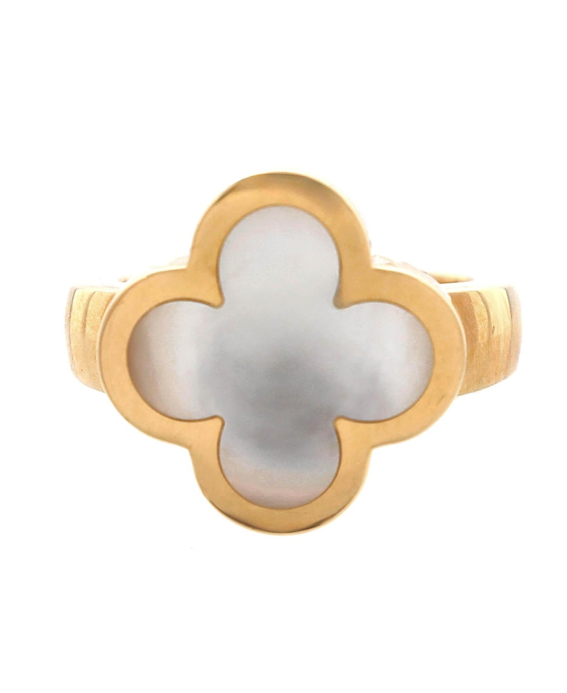 Pre-owned Pre-owned Van Cleef & Arpels Van Cleef & Arpels Pure Alhambra Ring 18k Gold And Mother Of Pearl
