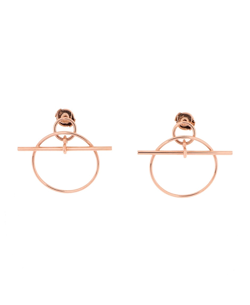Pre-owned Pre-owned Hermes Hermes Small Loop Earrings 18k Rose Gold