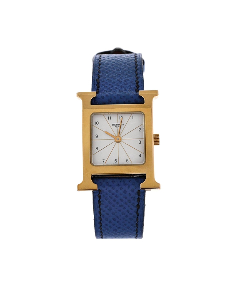 Shop Pre-owned Hermes Hermes Heure H Quartz Watch In Stainless Steel And Leather 21mm