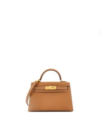 Pre-Owned HERMÈS - Kelly 20 Handbag Brown Epsom with Gold Hardware