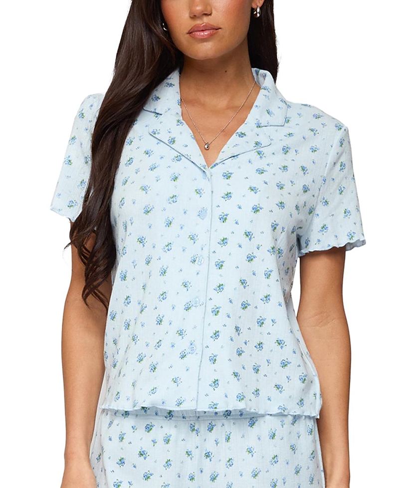 Edikted Camden Floral Pointelle Button-up Shirt