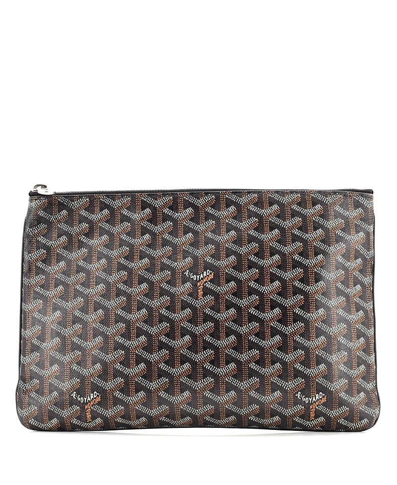 Pre-owned Pre-owned Goyard Goyard Mm Senat Zip Pouch Coated Canvas In Black