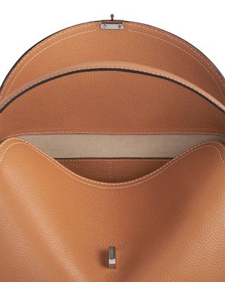 T-Lock Grained-Leather Top Handle Bag in Tan