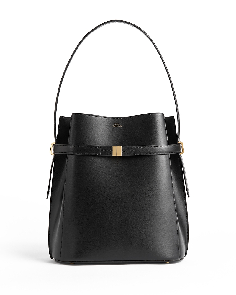 Totême Belted Napa Leather Bucket Bag In Black
