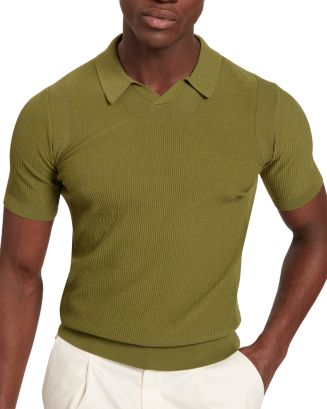 Ted Baker Aindrea Textured Rib Open Neck Knitted Polo Shirt