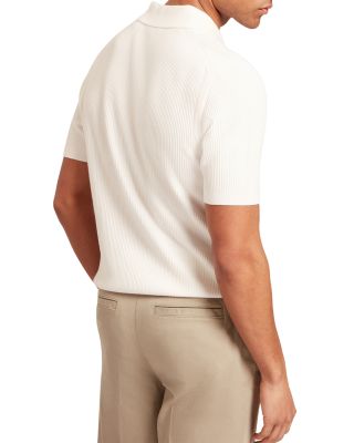 Aindrea Textured Rib Open Neck Knitted Polo Shirt