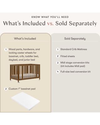 Rolli 9 in 1 Convertible All Stages&reg; Crib with Bassinet & Toddler Bed Conversion Kits