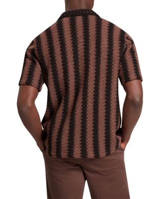 Monier Textured Stripe Relaxed Crochet Shirt