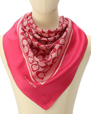 Textured Signature C Print Silk Square Scarf