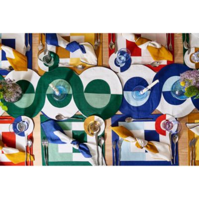 Bauhaus Embroidered Linen Table Runner