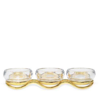 Braid Gold Glass Triple Condiment Server