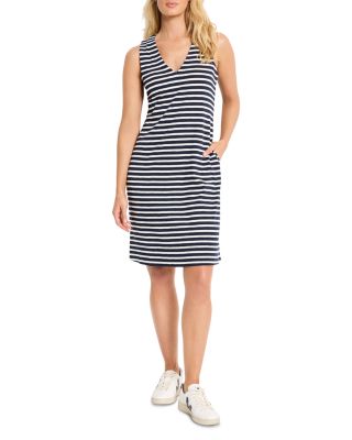 Striped Sleeveless V Neck Dress