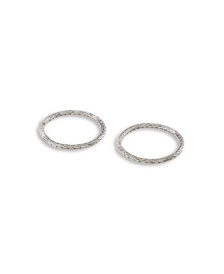 Sterling Silver Carved Chain Hoop Earrings