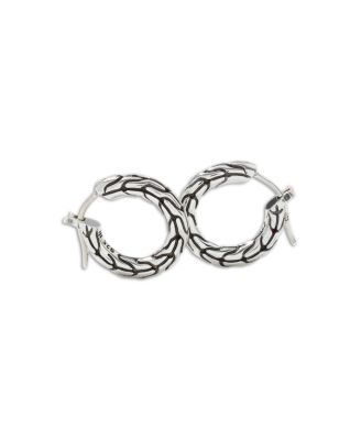 Sterling Silver Carved Chain Hoop Earrings, Small