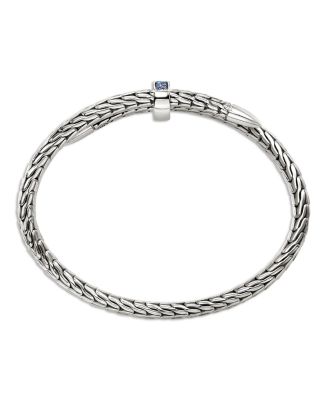 Sterling Silver Spear Blue Sapphire Flex Bracelet 