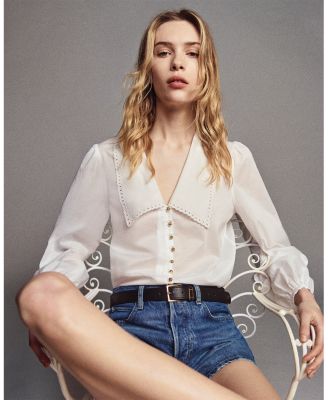 The Eyelet Sailor Silk Blouse