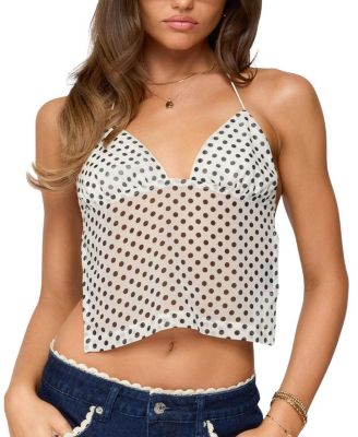 Polka Dot Backless Chiffon Top