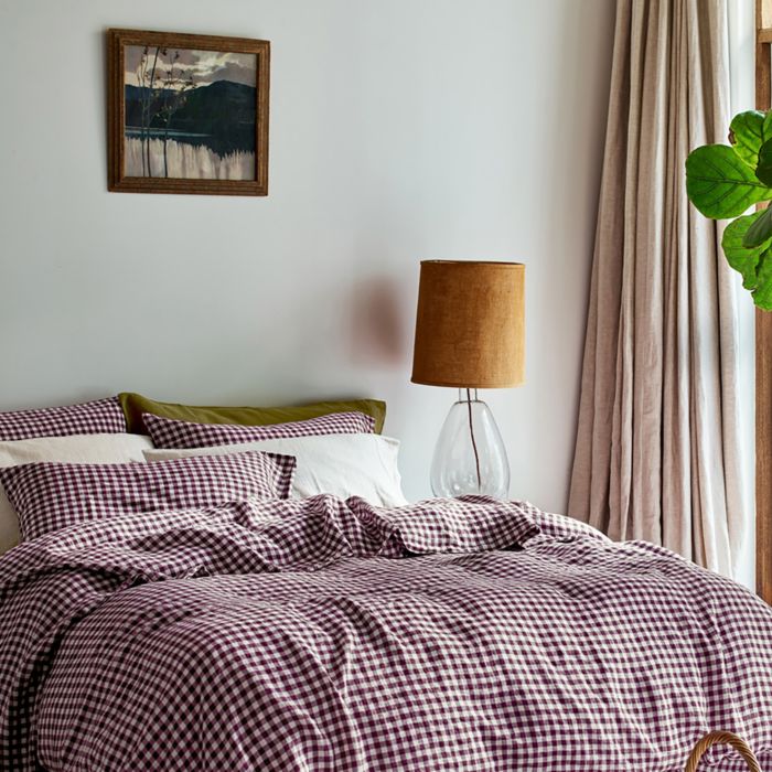 Gingham Linen Duvet Cover, Twin
