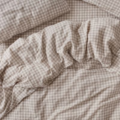 Gingham Linen Duvet Cover, Queen
