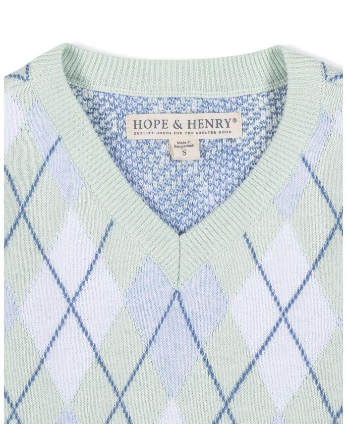 Unisex Hope & Henry Boys' Organic Long Sleeve Fine Gauge V-Neck Sweater