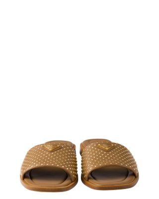  Women's Nappa Leather Slides with Studs