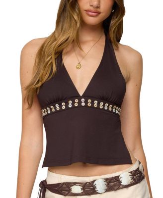 Edikted - Pearlsy Button Backless Halter Top