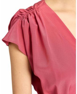 TALIA Cap Sleeve Midi Dress Silk Crepe De Chine