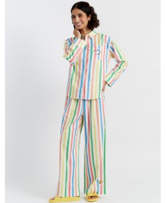 Women's Linen-Cotton Snoopy Stripe Trousers