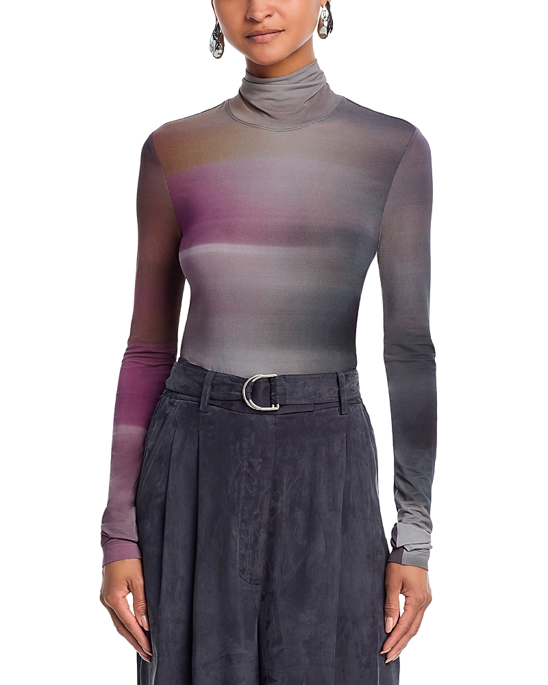 Helmut Lang Long Sleeve Turtleneck Ombre Top In Multi