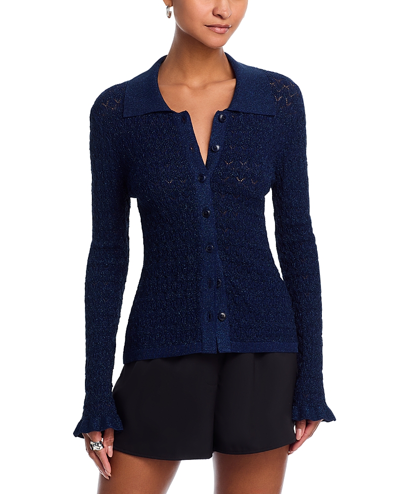 Sea Ruby Knit Polo Top In Blue