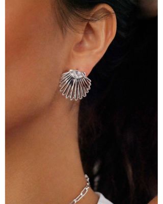 Santorini Cubic Zirconia Shell Statement Stud Earrings