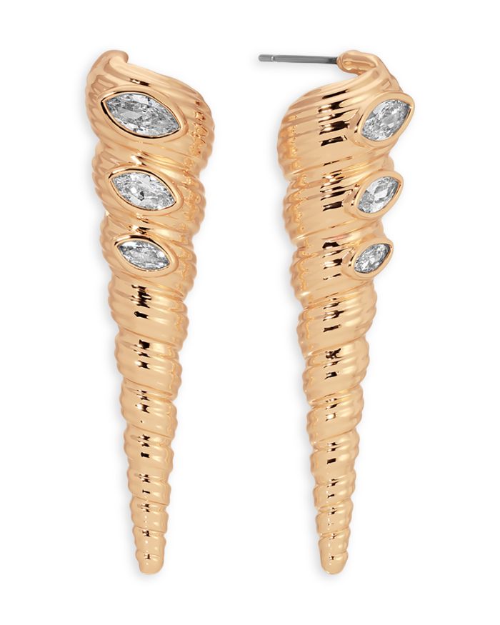 Cubic Zirconia Capri Shell Linear Drop Earrings
