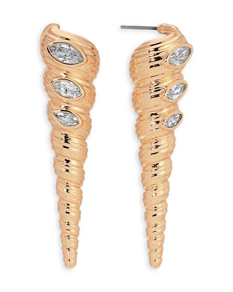 Ettika Cubic Zirconia Capri Shell Linear Drop Earrings In Gold