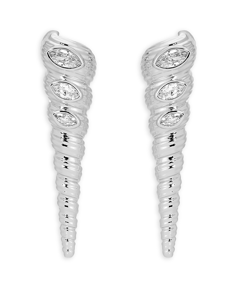 Ettika Cubic Zirconia Capri Shell Linear Drop Earrings In Metallic