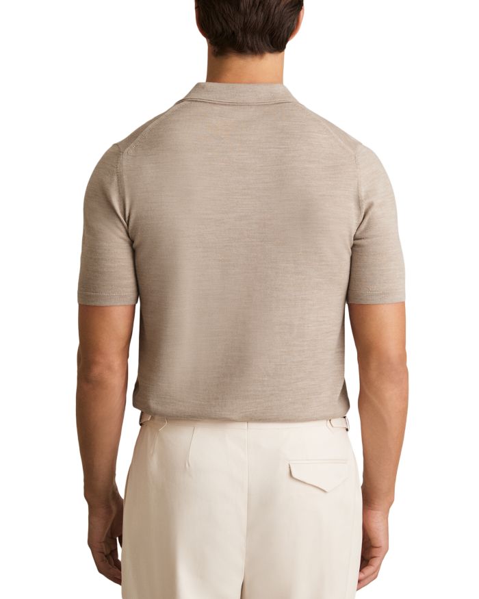 Open Collar Merino Wool Polo Shirt