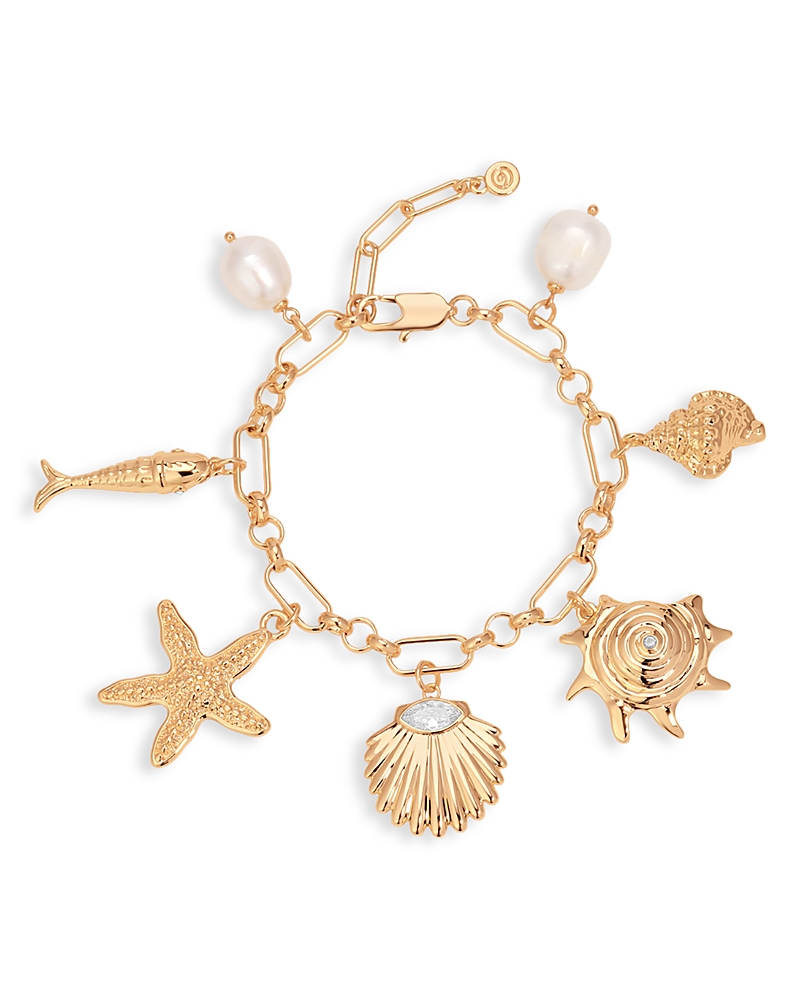 Ettika Radiant Cubic Zirconia & Cultured Freshwater Pearl Shell Charm Bracelet · OS